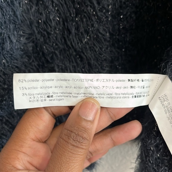 zara girls navy fluffy cardigan with silver sparkle size 11-12 152cm - Picture 5 of 8